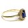 Damenring mit Zirkonia blau/weiß,, 585 Gold poliert, Ringweite 55