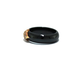 Damenring aus schwarzer Keramik/333 Gelbgold mit Zirkonia Ringweite 56