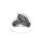Silverglam Damenring, 925 Sterling-Silber, rhodiniert, Zirkonia schwarz/weiß Ringweite 56