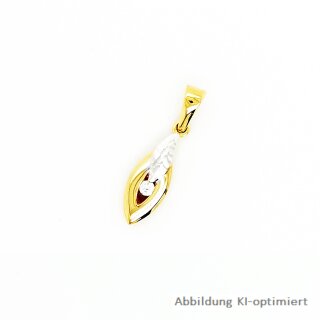 Anhänger mit Zirkonia, bicolor, 333 Gold, poliert,teilrhodiniert