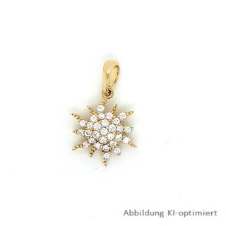 Anhänger Sonne echt Gold 585 mit Zirkonia 18x12mm
