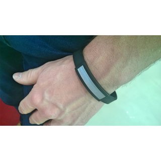 Armband Kautschuk Edelstahl schwarz/silber 26cm kürzbar