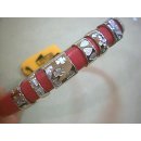 Leder Armband pink mit Edelstahlteilen 20cm kürzbar