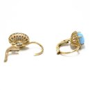 Ohrboutons mit Opalith blau und Zirkonia, 585 Gelbgold