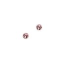 Runde Ohrstecker mit rosa Kristallen, Silber poliert 3,5mm
