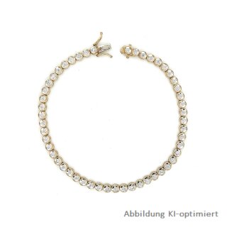 Brillant-Tennisarmband aus 333 Gelbgold mit zweifarbigen Fassungen aus Gelb- und Weißgold