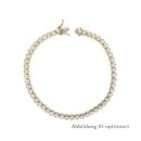 Brillant-Tennisarmband aus 333 Gelbgold mit zweifarbigen Fassungen aus Gelb- und Weißgold
