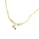 Collier Halskette Gold mit Safir, Smaragd, Rubin Länge ca. 45cm