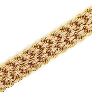 Flecht-Armband, bicolor rot/gelb echt Gold 585 Glanz ca. 1,95cm