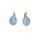 Ohrboutons oval echt Gold 585 Opalith blau Zirkonia