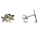 Ohrstecker zweifarbig gelb/weiß, 925 Silber Blume