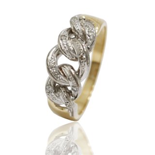 Damenring  bicolor mit Diamant  Gold 585 Ringweite 55