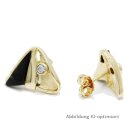 Ohrstecker mit Onix und Zirkonia, Gelbgold 333
