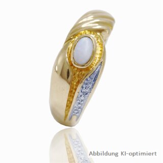 Damenring mit Opal und Zirkonia, 333 Gelbgold Ringweite 58