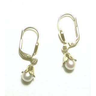 Perlchic - Ohrpendel Ohrhänger mit Perlen hell, 333 Gold, Süßwasserzuchtperle