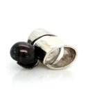 Perlanhänger Gleiter, dunkle synthetische Perle, 925 Sterling-Silber 13x16mm