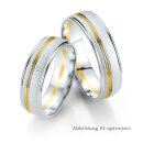Trauringe Weißgold mit Gelbgold mit Brillant
