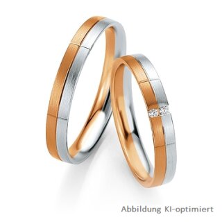 Trauringe Rotgold/Weißgold mit Brillant