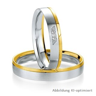 Trauringe Weißgold/Gelbgold mit Brillant