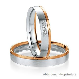 Trauringe Weißgold/Rotgold mit Brillant