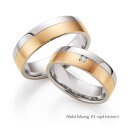 Trauringe Stahl mit Rotgold und Brillant