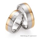 Trauringe Stahl mit Rotgold und Brillant