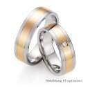 Trauringe Stahl mit Rotgold und Brillant