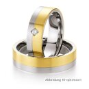 Trauringe Stahl mit Gelbgold und Brillant