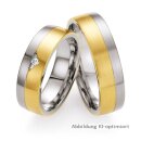 Trauringe Stahl mit Gelbgold und Brillant