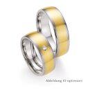 Trauringe Stahl mit Gelbgold und Brillant