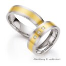 Trauringe Stahl mit Gelbgold und Brillant