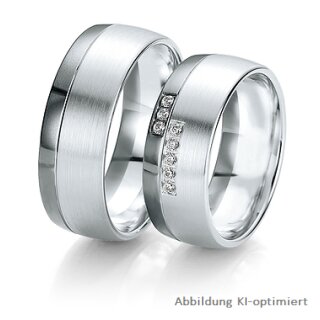 Trauringe Weißgold/Graugold mit Brillant