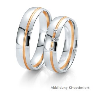 Trauringe Weißgold/Rotgold mit Brillant