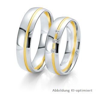Trauringe Weißgold/Gelbgold mit Brillant