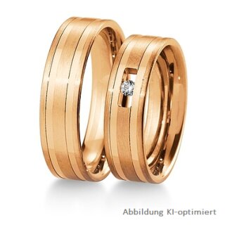 Trauringe Rotgold mit Brillant