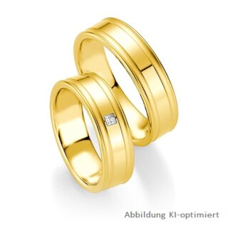 Trauringe Gelbgold mit Diamant