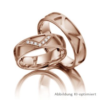 Trauringe Rotgold mit Brillant