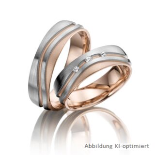 Trauringe Weißgold/Rotgold mit Brillant