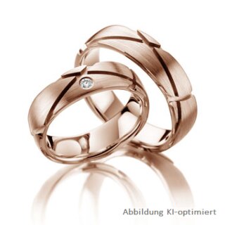 Trauringe Rotgold mit Brillant