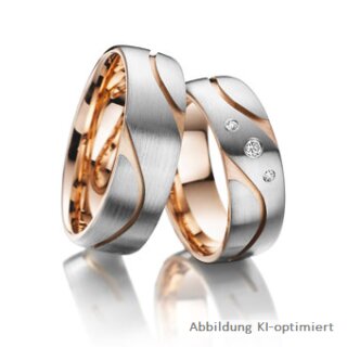 Trauringe Weißgold/Rotgold mit Brillant