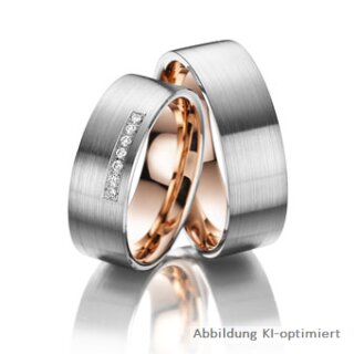 Trauringe Weißgold/Rotgold mit Brillant