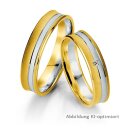 Trauringe Palladium/Gelbgold mit Brillant