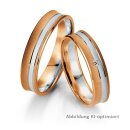 Trauringe Palladium/Rotgold mit Brillant