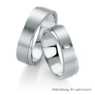 Eheringe einfarbig Platin mit Diamant