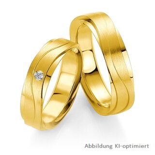 Eheringe einfarbig 375er Gelbgold mit Diamant