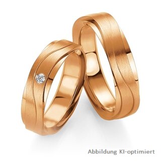 Eheringe einfarbig 375er Rotgold mit Diamant
