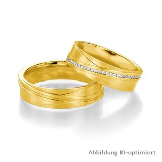 Eheringe einfarbig 375er Gelbgold mit Diamant