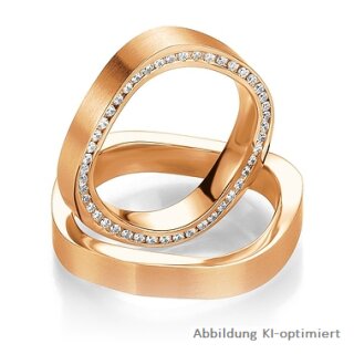 Eheringe einfarbig 375er Rotgold mit Diamant