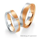 Eheringe bicolor Weißgold/Rotgold mit Diamant