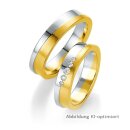 Eheringe bicolor Weißgold/Gelbgold mit Diamant